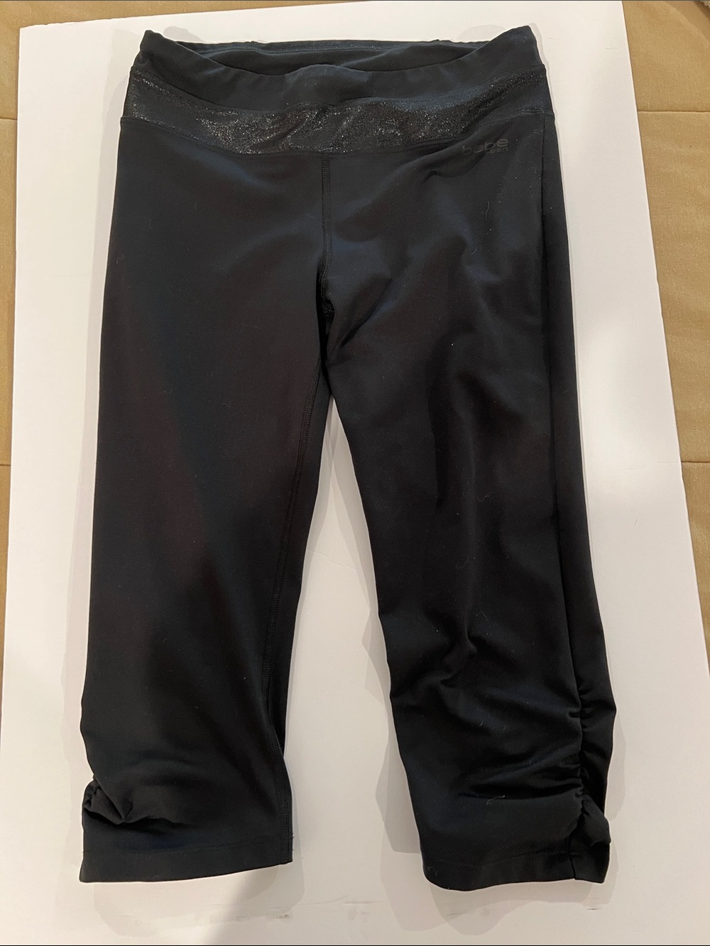 bebe Black Women’s Exercise  Shimmering Band & Rouched legs